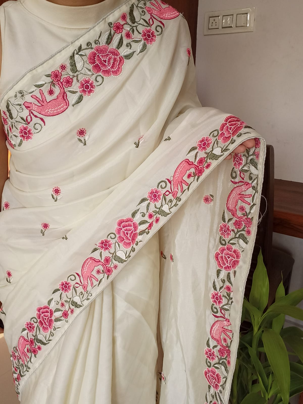 Beautifully embroidered on moonga tussar silk sarees Designer sarees collection