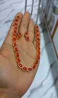Premium gold plated Coral Neck piece with Earings Code : CRP1 Pearl Jewellery