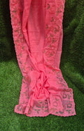 Silky Kota saree and blouse with organza border and applique work Red floral Kota embroidery sarees