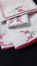 Pink white Beauty Twine Cutwork Sarees Collection Twine cutwork collection