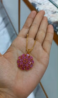 Premium plated ruby pink amethyst stone Pendant With Chain Code : PP1 Pearl Jewellery