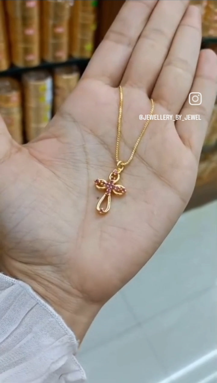 Premium gold plated daily use AD Diamond cross pendent with chain

Code: Cross1R Jewel byjuwaan