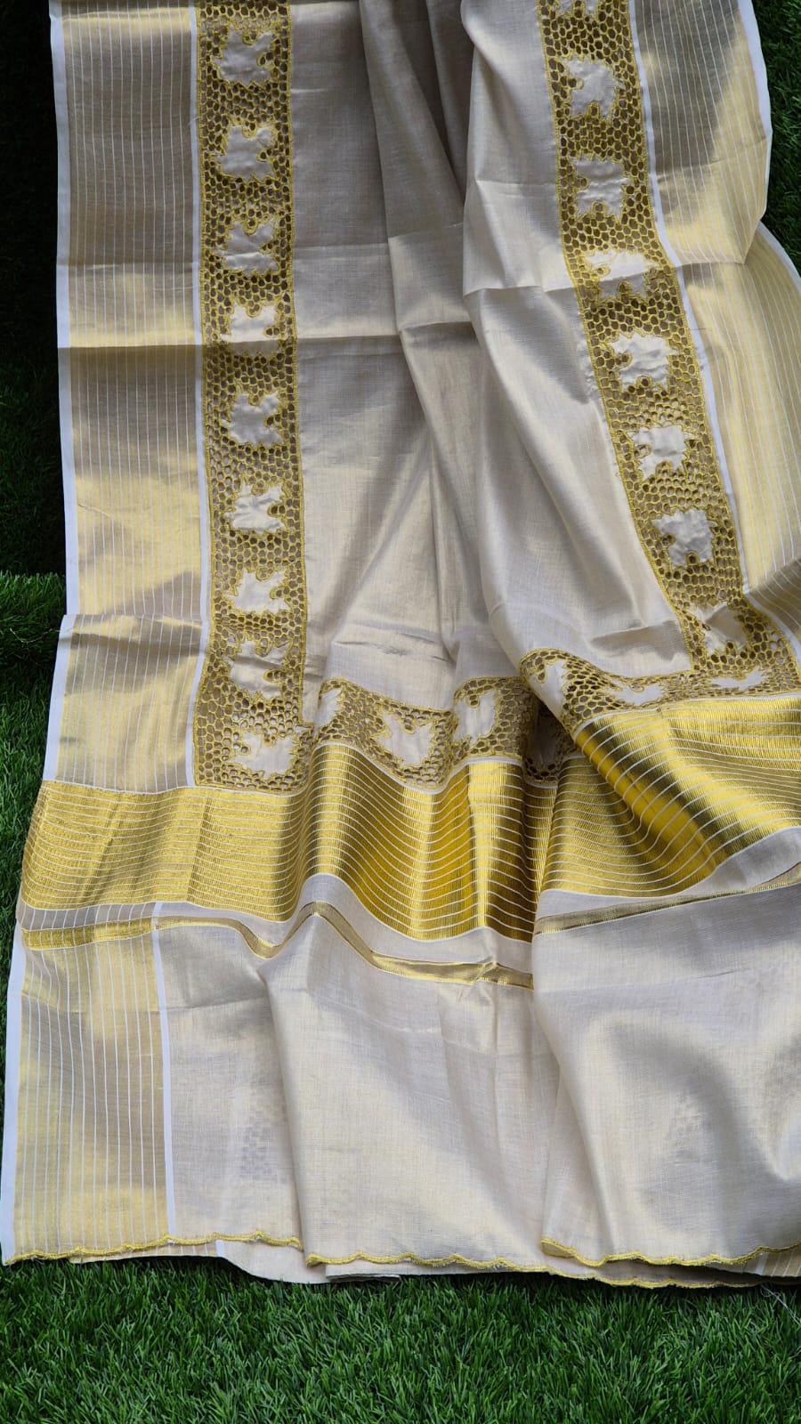 Kerala saree and blouse with cutwork Kerala saree