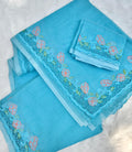 Blue floral cutwork embroidery premium sarees collection