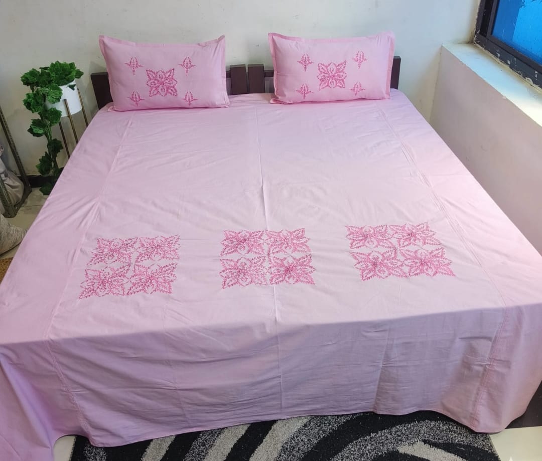 Premium pastel shades elegant Designer Embroidery Bedsheets Collection Pink box Bedsheets
