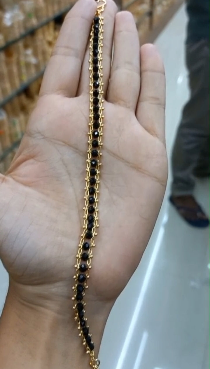 Premium gold plated  daily wear crystal hand chain

Code : Hand1 Jewel byjuwaan