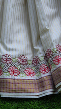 Beautiful Kerala saree and blouse with cutwork Embroidery Off white Kerala saree