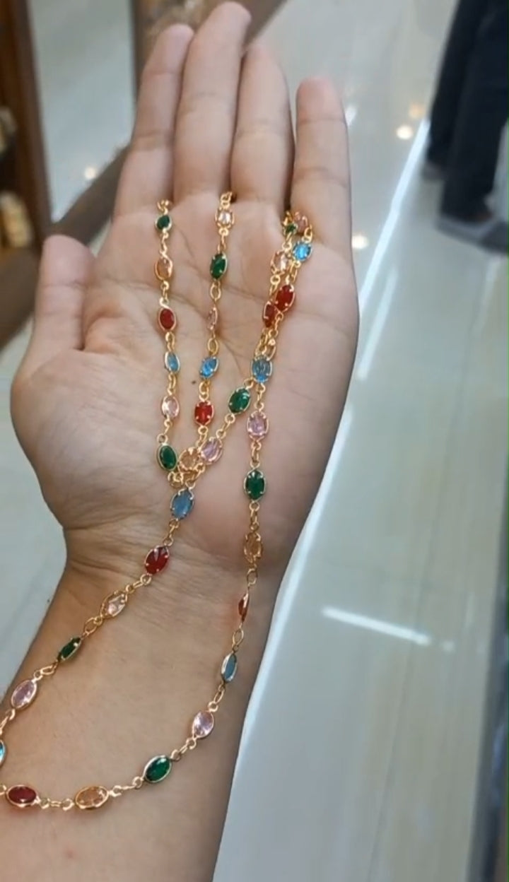 Premium plated daily wear navaratna colours neckpiece With chain Code : NPC1 Jewellery