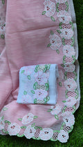 Peach collection cutwork embroidery premium sarees collection Silky kota cutwork sarees