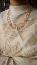 Beautiful Two layer pastel pink monalisa beads and Pearl combination 2 layer neck piece CODE: MPP2 Pearl Jewellery