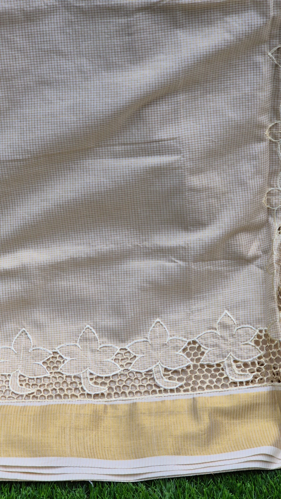 Beautiful Kerala saree and blouse with cutwork - Festival special Kerala saree