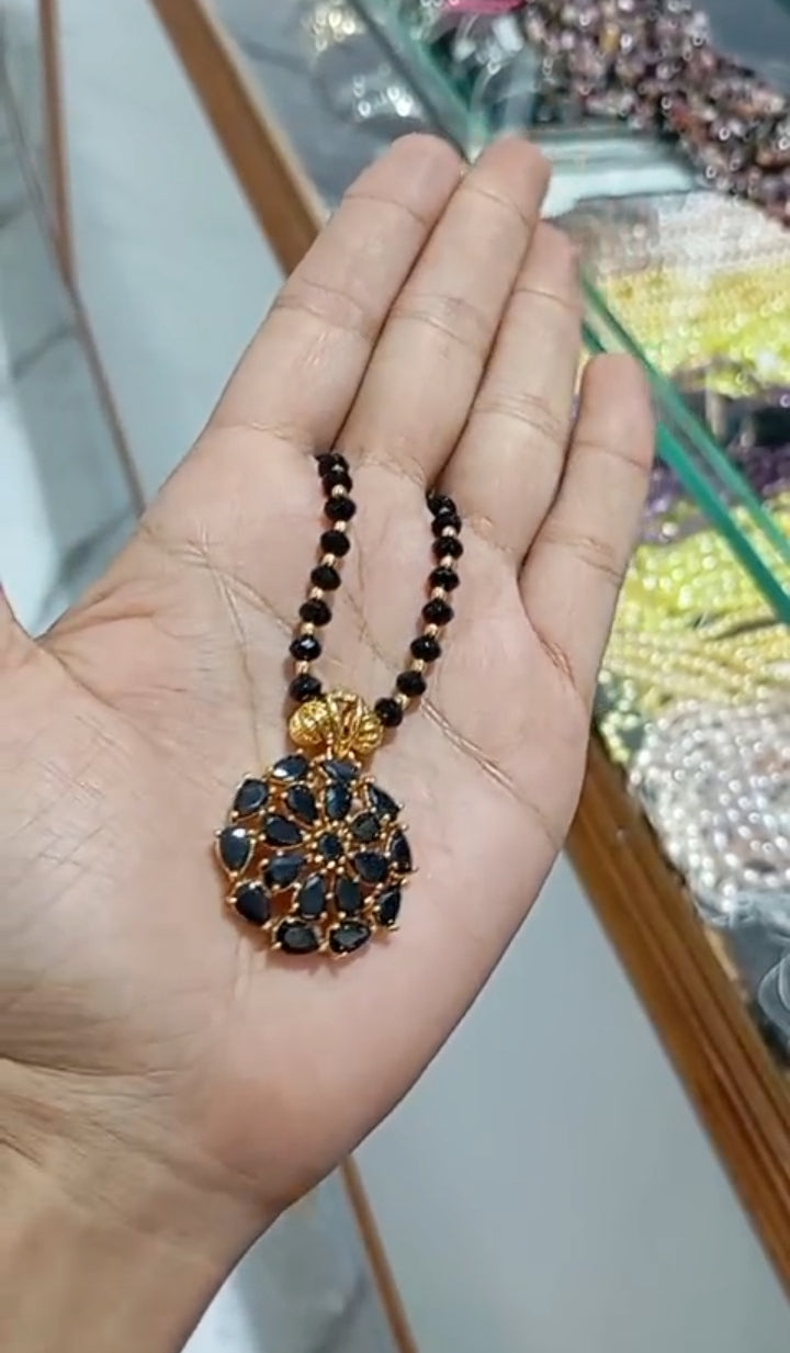Black Crystal Neck piece with Beautiful pendent Code - BlackPC Jewel byjuwaan