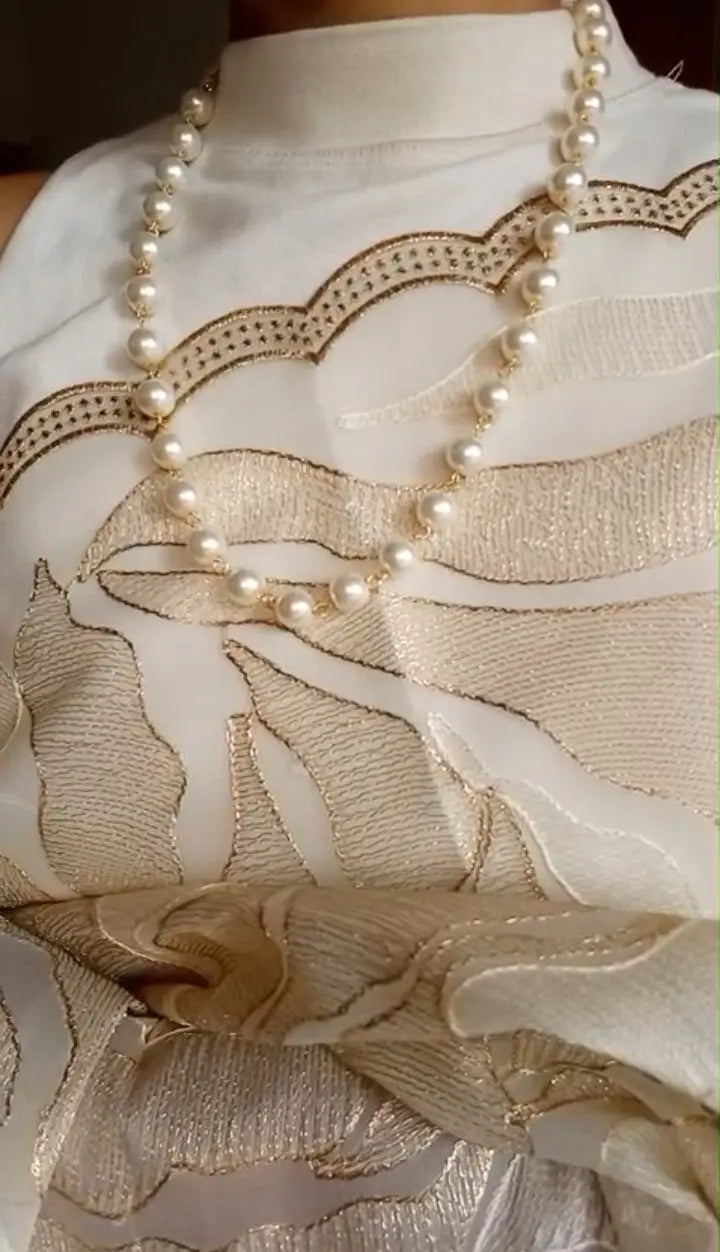 Fabulous One layer round metallic white pearl neck piece Code : Pearl1W Metallic 1 Jewellery