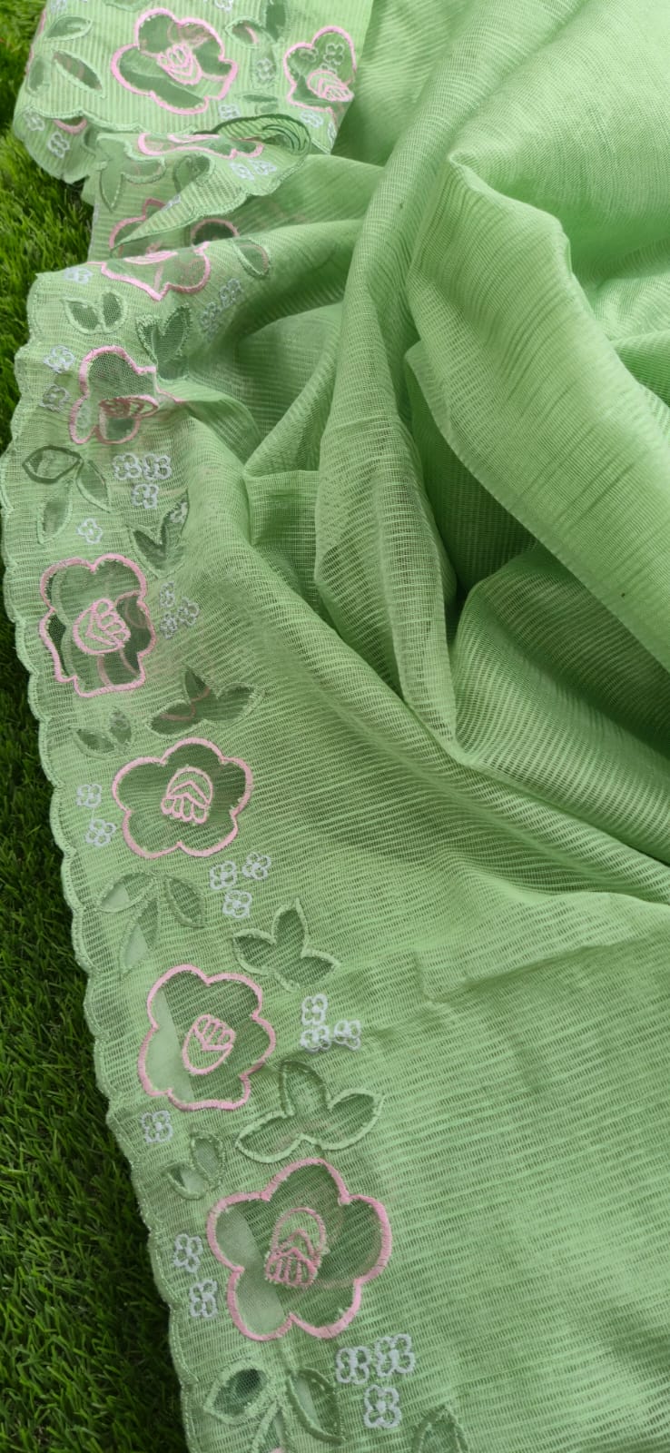 Premium Silky Kota embroidery designer applique sarees Kota embroidery sarees