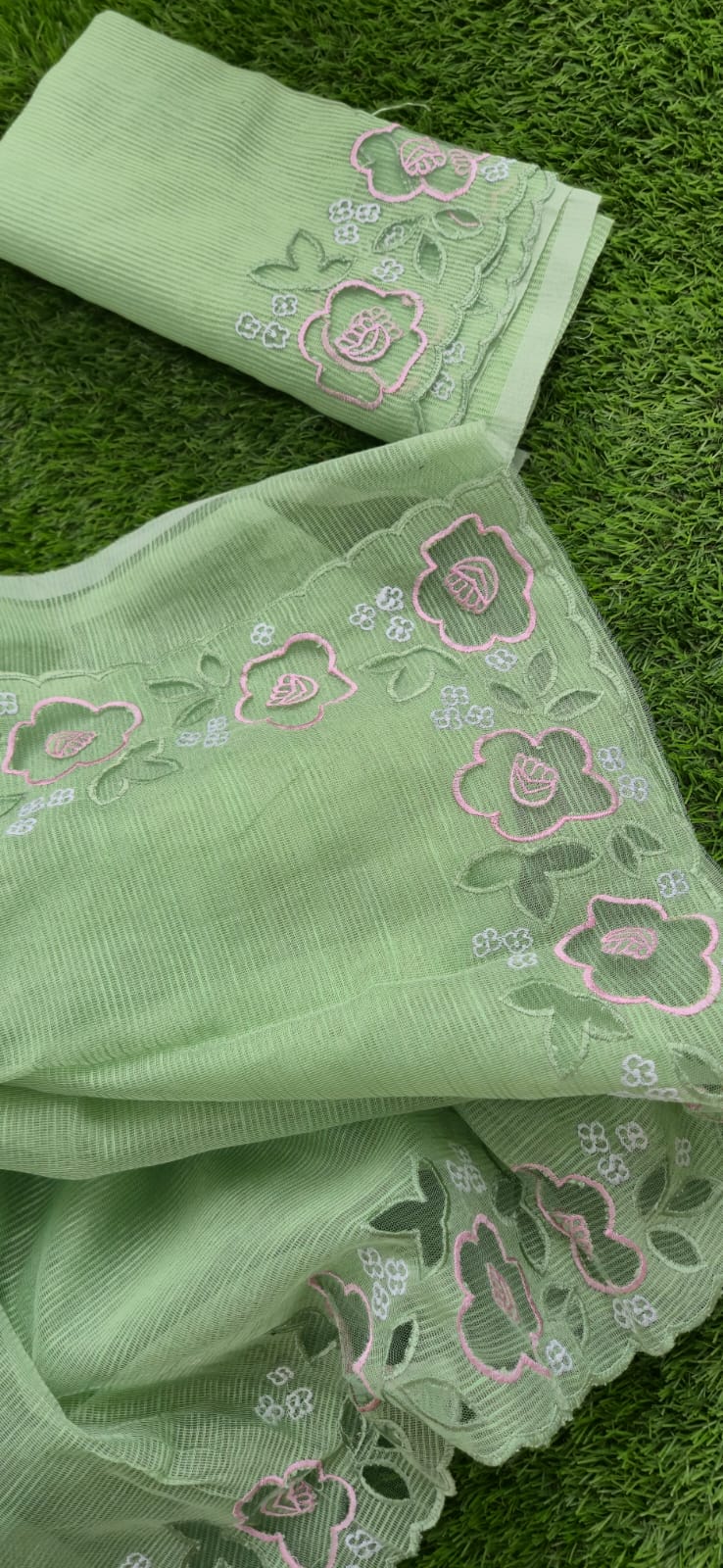 Premium Silky Kota embroidery designer applique sarees Kota embroidery sarees