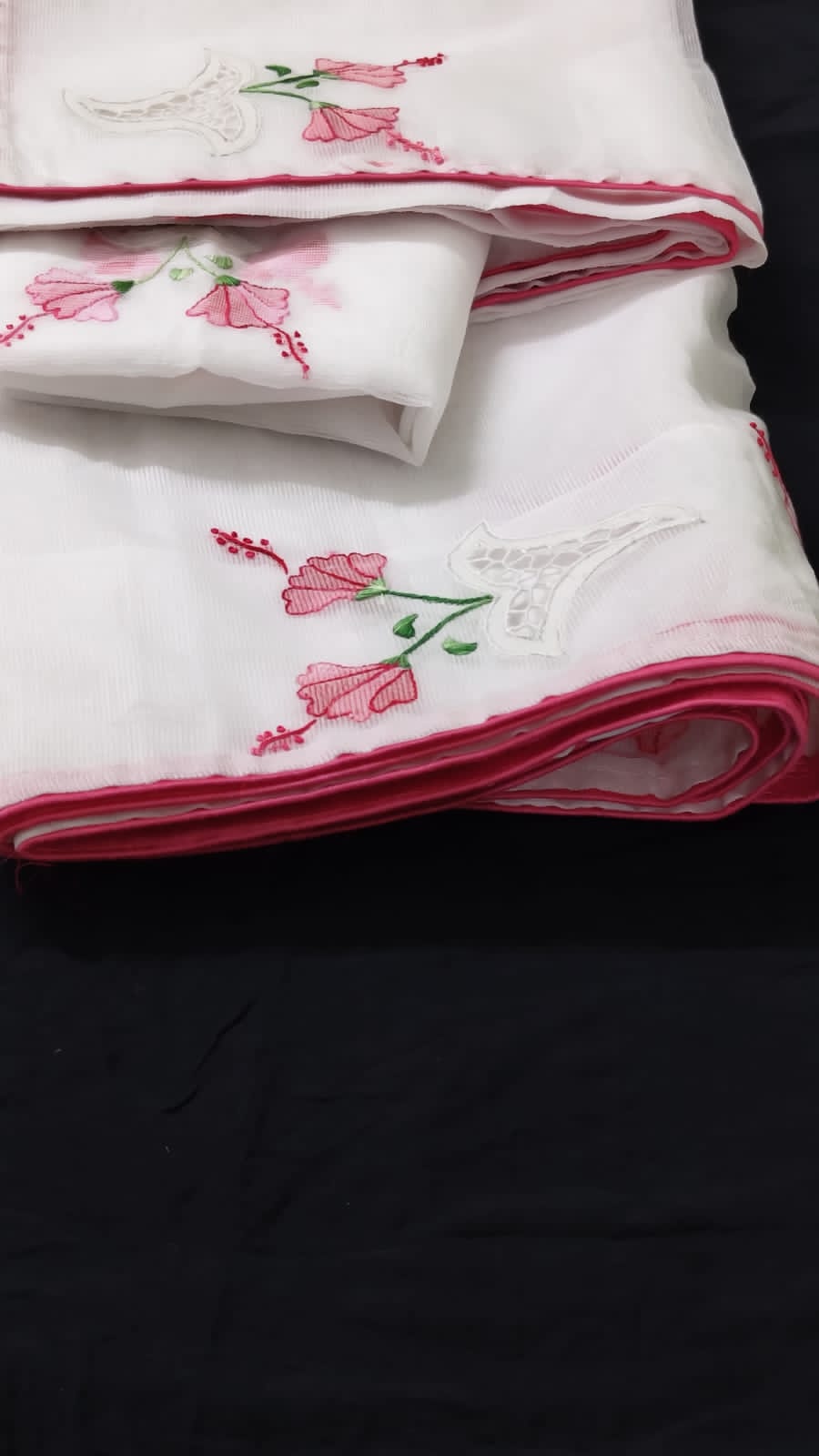 Pink white Beauty Twine Cutwork Sarees Collection Twine cutwork collection
