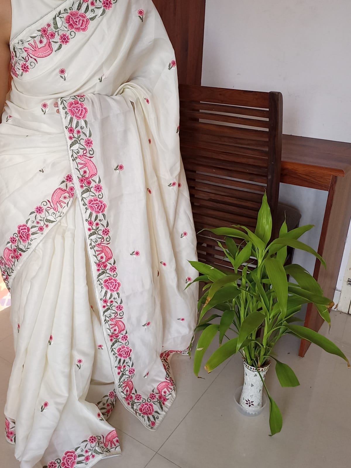 Beautifully embroidered on moonga tussar silk sarees Designer sarees collection