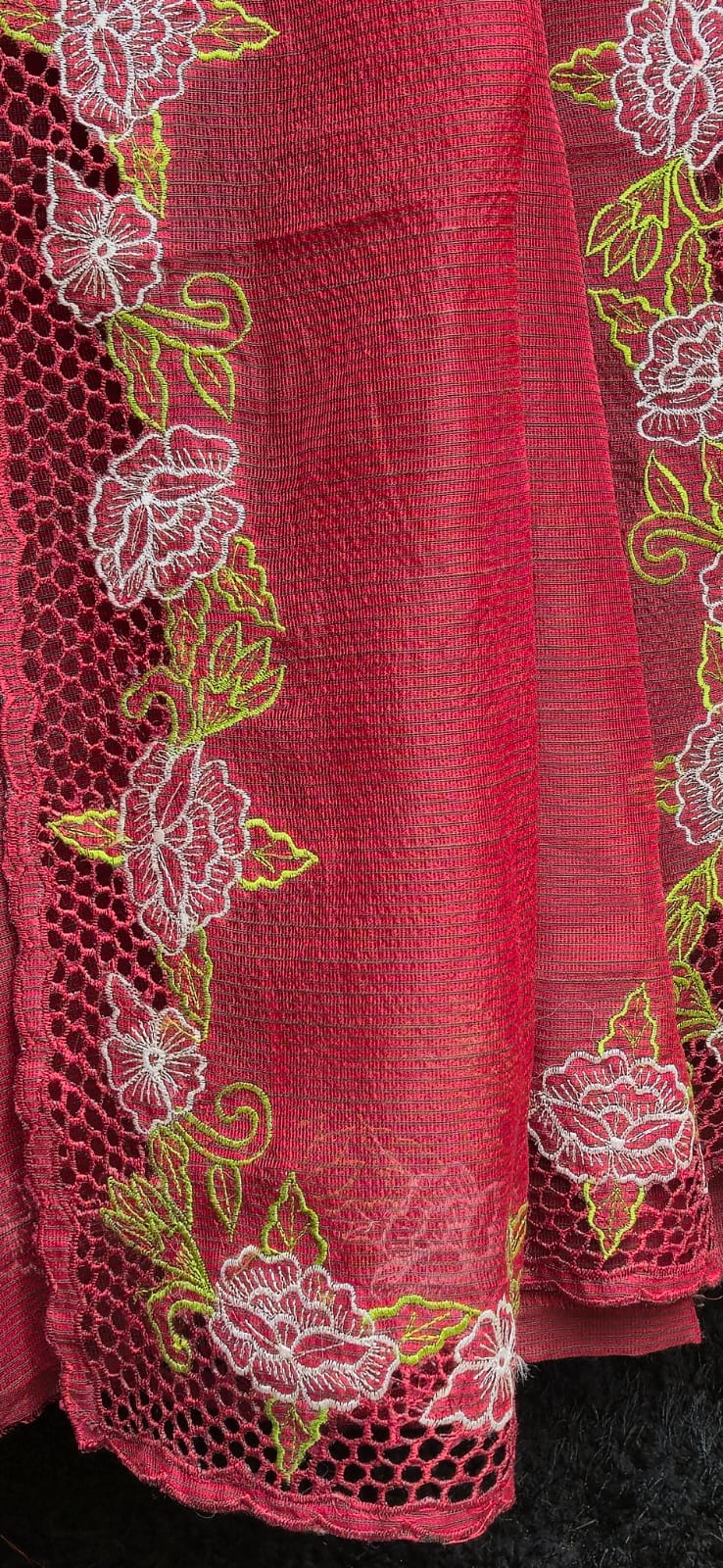 Boutique collection red cutwork embroidery premium sarees collection Silky kota cutwork sarees
