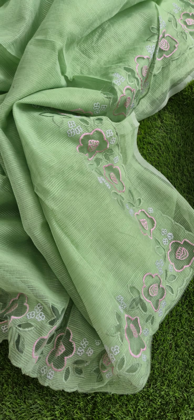 Premium Silky Kota embroidery designer applique sarees Kota embroidery sarees